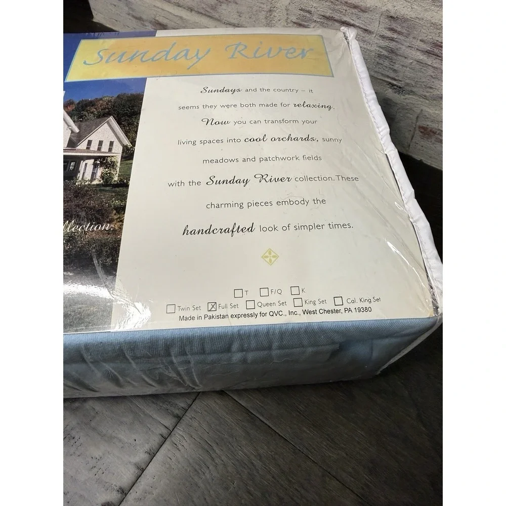 QVC Sunday River Full Cotton Sheet Set Baby Blue Color New Vintage NOS Soft